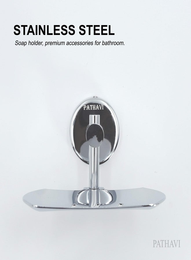 Pathavi Stainless Steel Bathroom Soap Holder | Soap Stand for Bathroom | Soap Dish for Bathroom Accessories (Chrome, Pack of 2) - Image 3